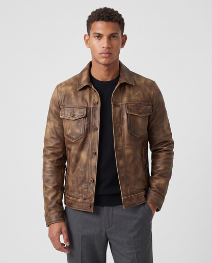 Virelle | Veste Homme en Cuir Vintage