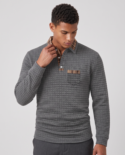 Virelle | Polo Homme Gaufré à Manches Longues