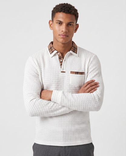 Virelle | Polo Homme Gaufré à Manches Longues