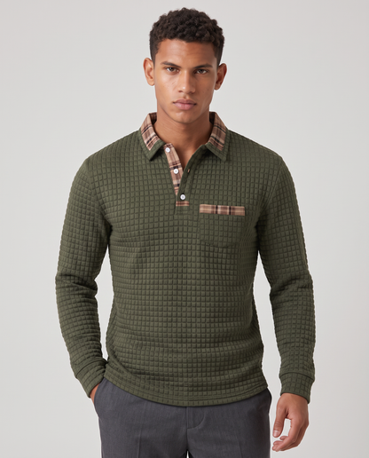Virelle | Polo Homme Gaufré à Manches Longues