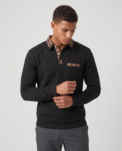 Virelle | Polo Homme Gaufré à Manches Longues