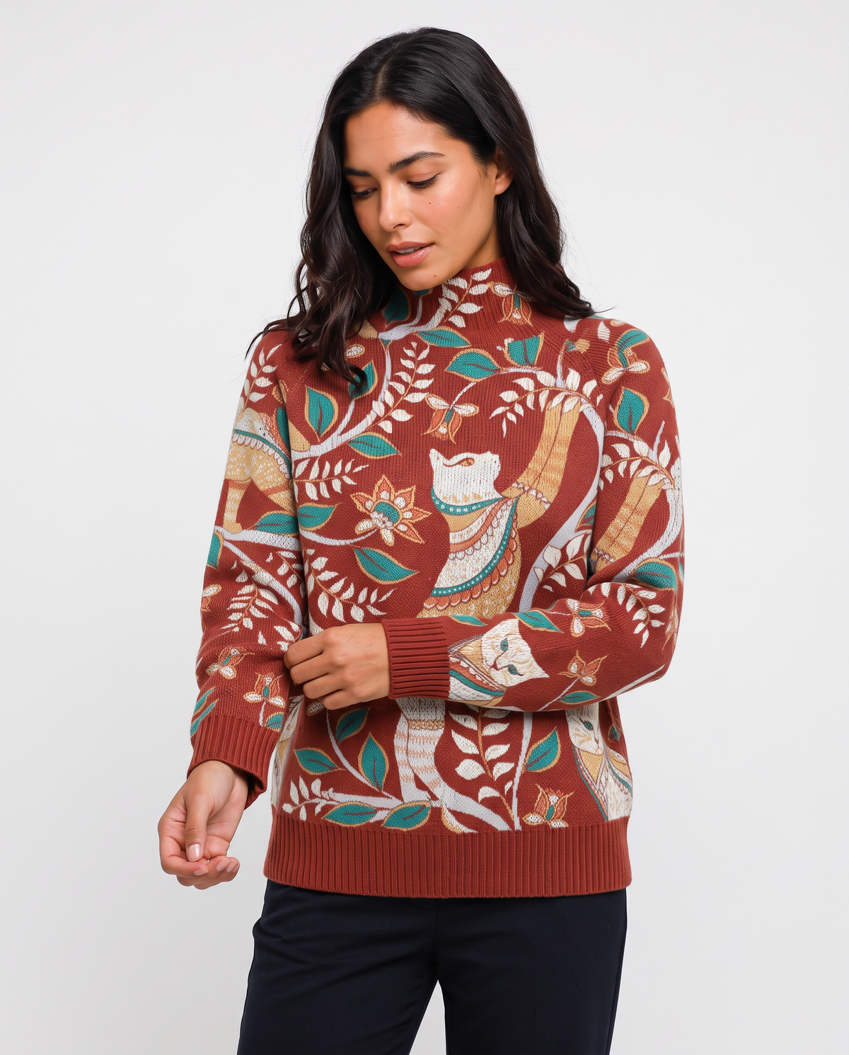 Virelle | Pull Femme Imprimé à Col Montant