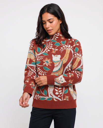 Virelle | Pull Femme Imprimé à Col Montant