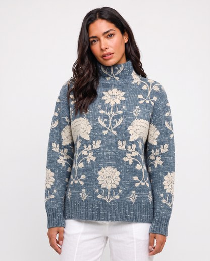 Virelle | Pull Femme Imprimé à Col Montant