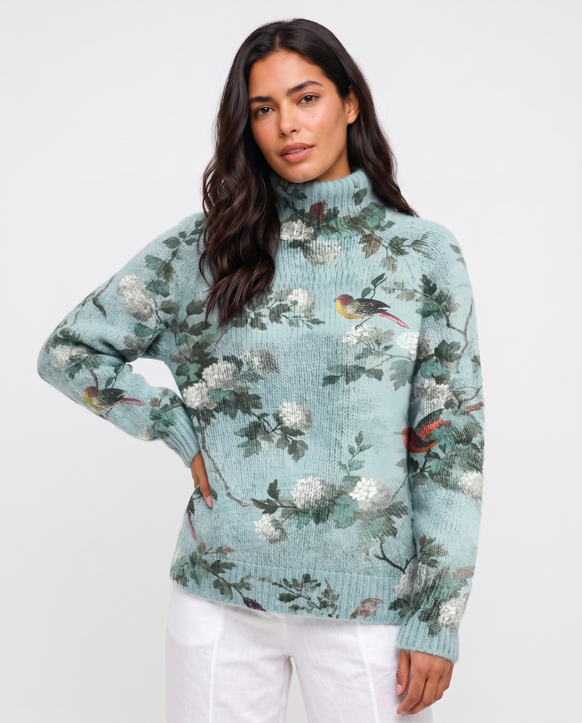 Virelle | Pull Femme Imprimé à Col Montant