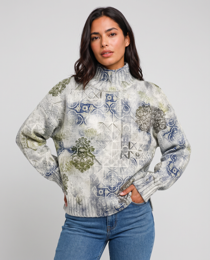 Virelle | Pull Femme Imprimé à Col Montant