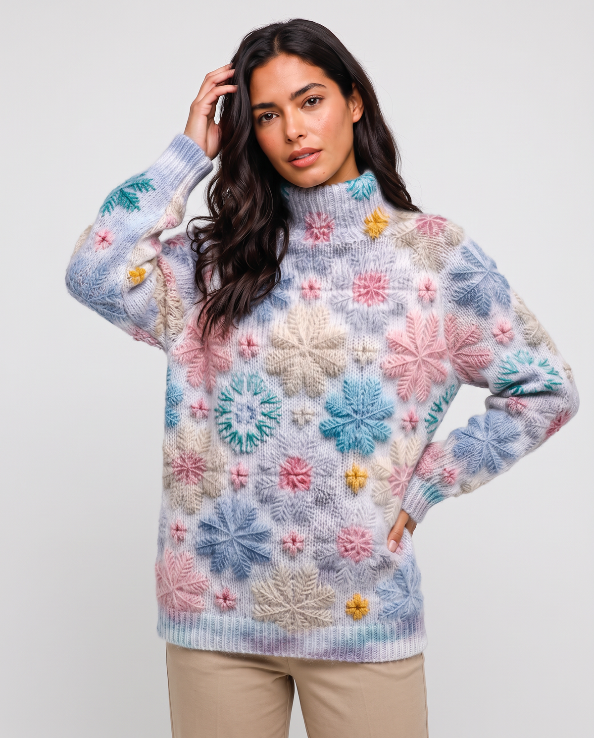 Virelle | Pull Femme Imprimé à Col Montant