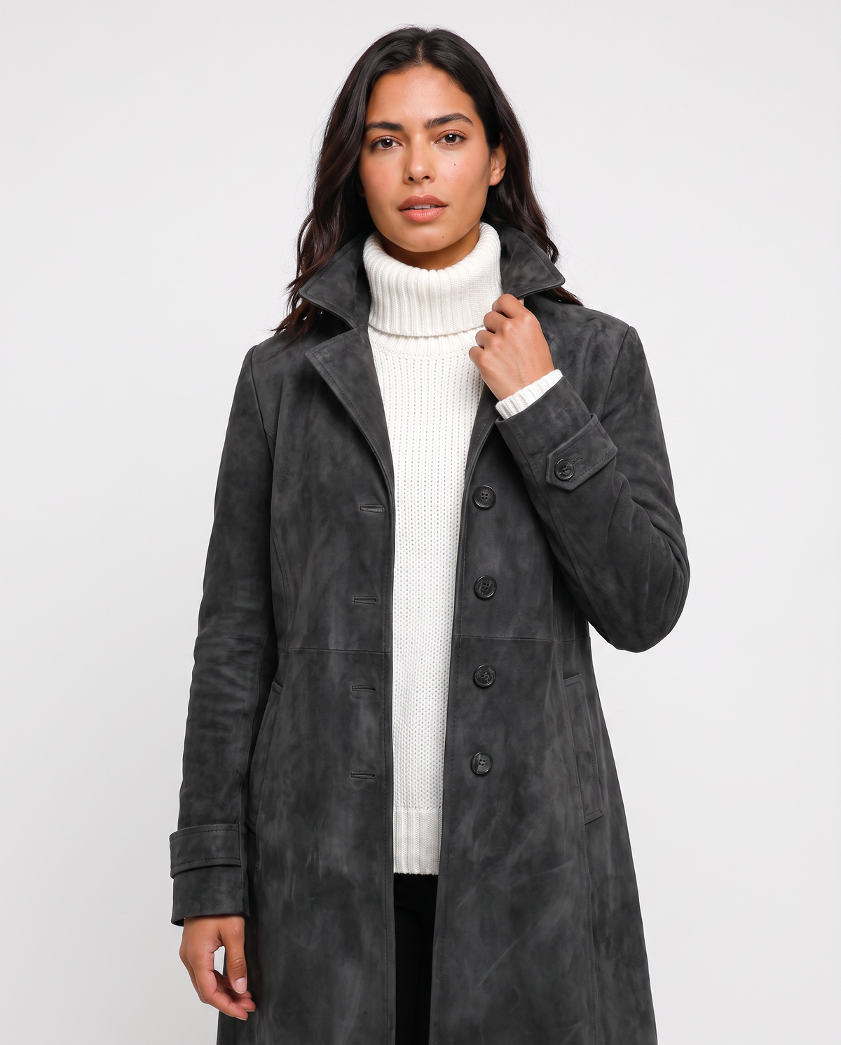 Virelle | Manteau Long Effet Daim Femme