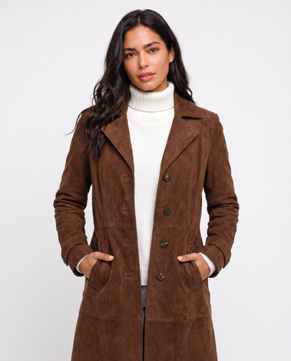 Virelle | Manteau Long Effet Daim Femme