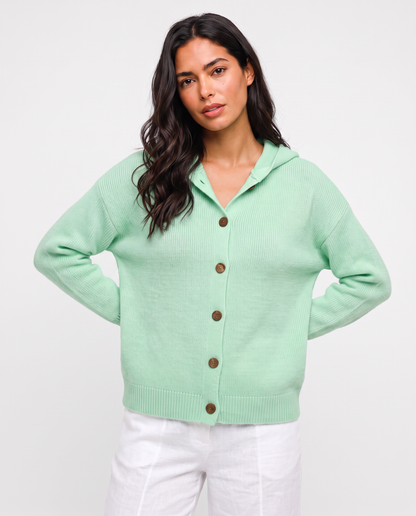 Virelle | Cardigan Femme à Capuche Boutonné