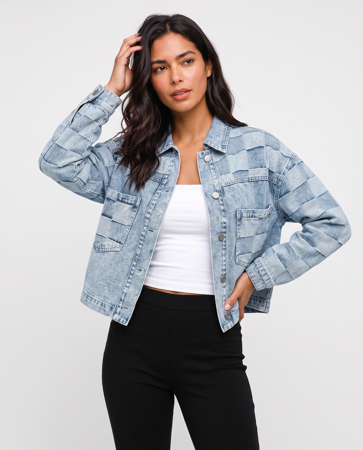 Virelle | Veste Femme en Jean à Carreaux