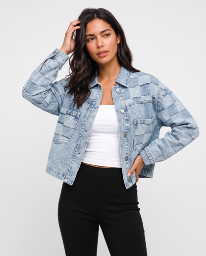 Virelle | Veste Femme en Jean à Carreaux