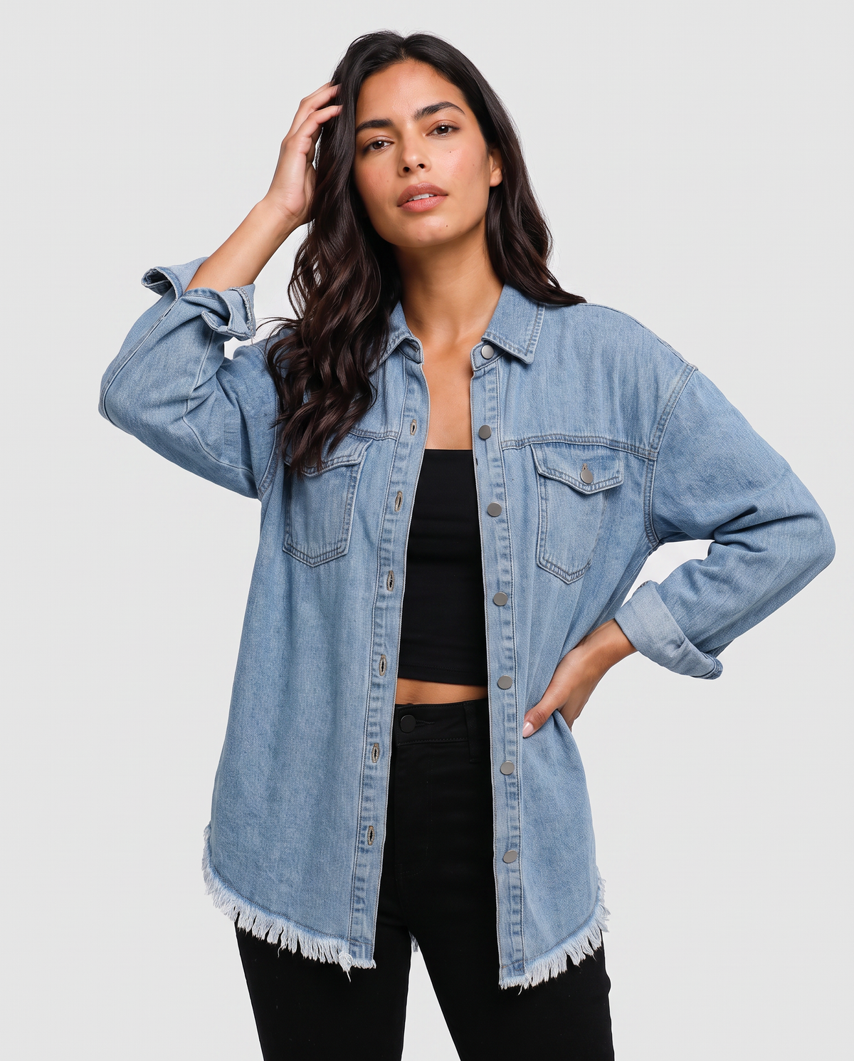 Virelle | Surchemise Femme en Jean à Franges