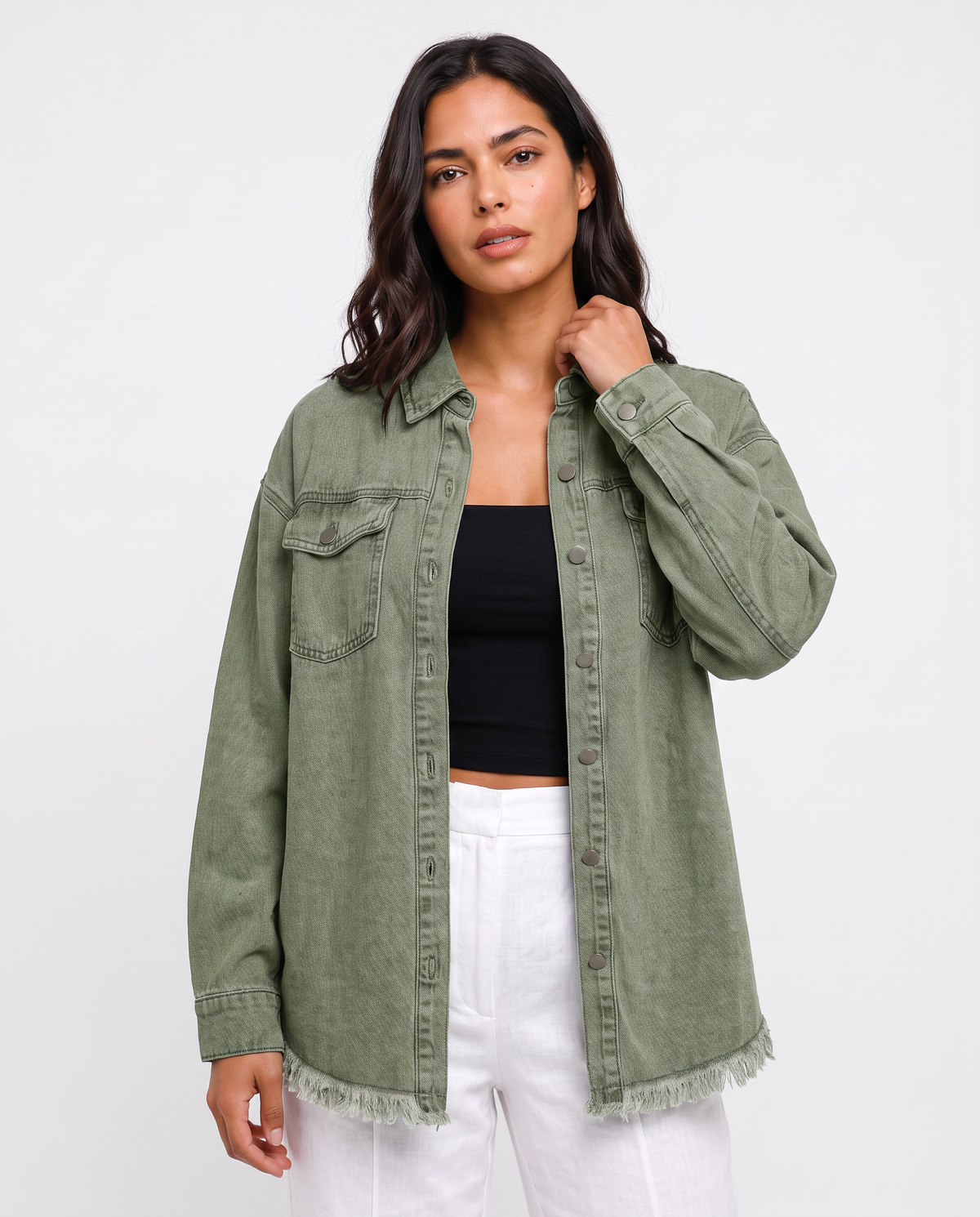 Virelle | Surchemise Femme en Jean à Franges