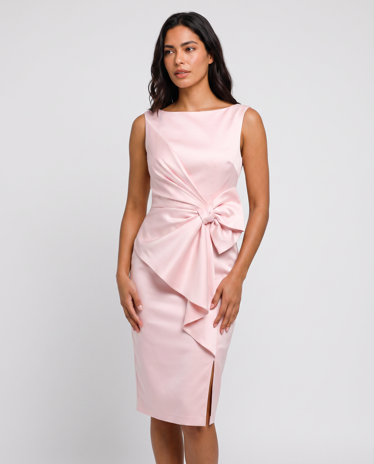 Virelle | Robe Midi Femme Ajustée avec Nœud