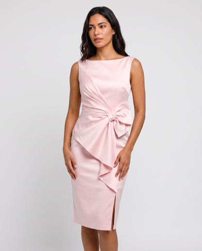 Virelle | Robe Midi Femme Ajustée avec Nœud