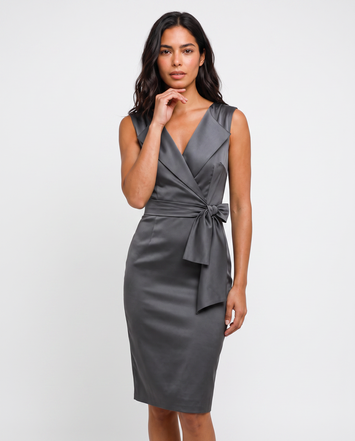 Virelle | Robe Midi Femme Ajustée avec Nœud