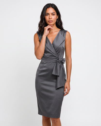 Virelle | Robe Midi Femme Ajustée avec Nœud