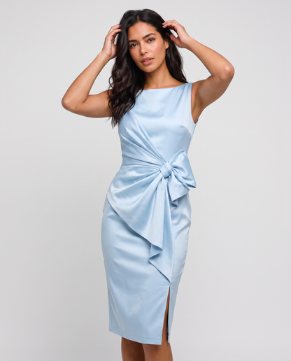 Virelle | Robe Midi Femme Ajustée avec Nœud