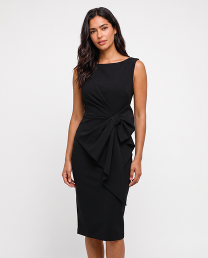 Virelle | Robe Midi Femme Ajustée avec Nœud