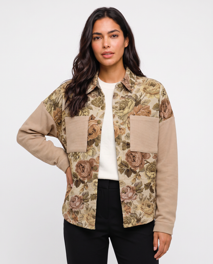 Virelle | Veste Femme en Maille Gaufrée Florale