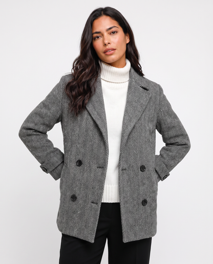 Virelle | Caban Femme Gris à Chevrons