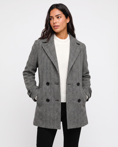 Virelle | Caban Femme Gris à Chevrons