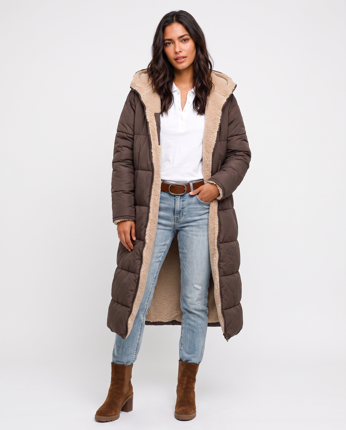 Virelle | Manteau Long Femme Matelassé Doublé Teddy