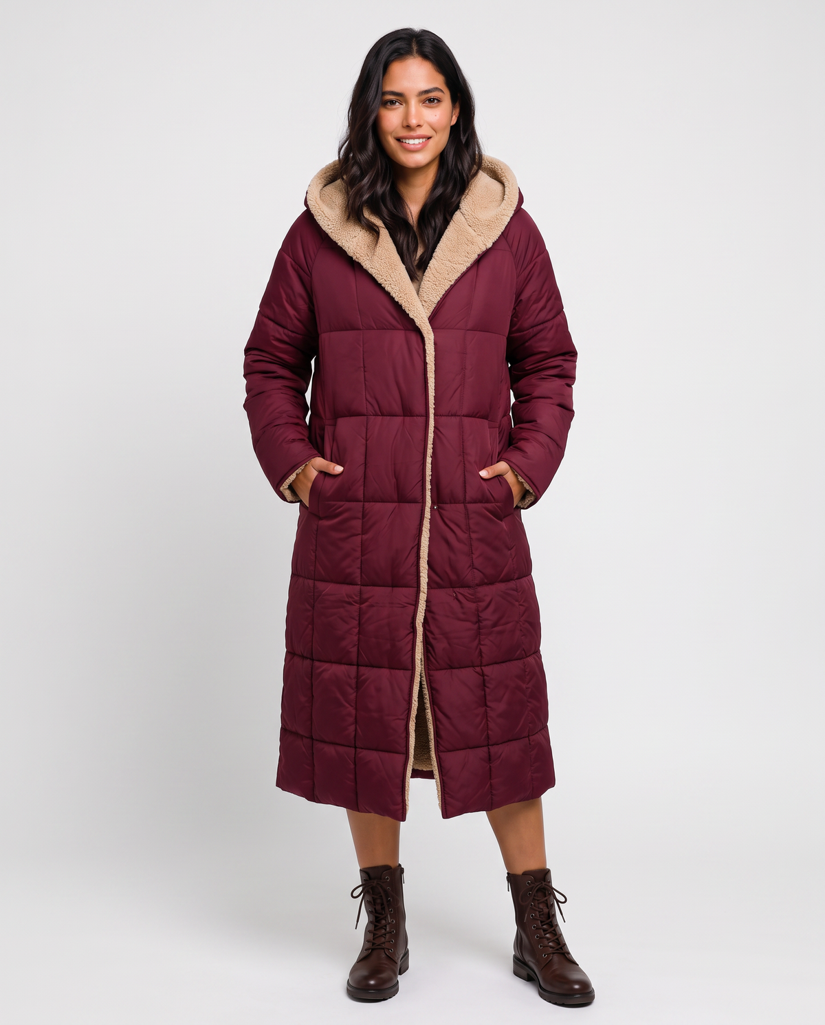 Virelle | Manteau Long Femme Matelassé Doublé Teddy