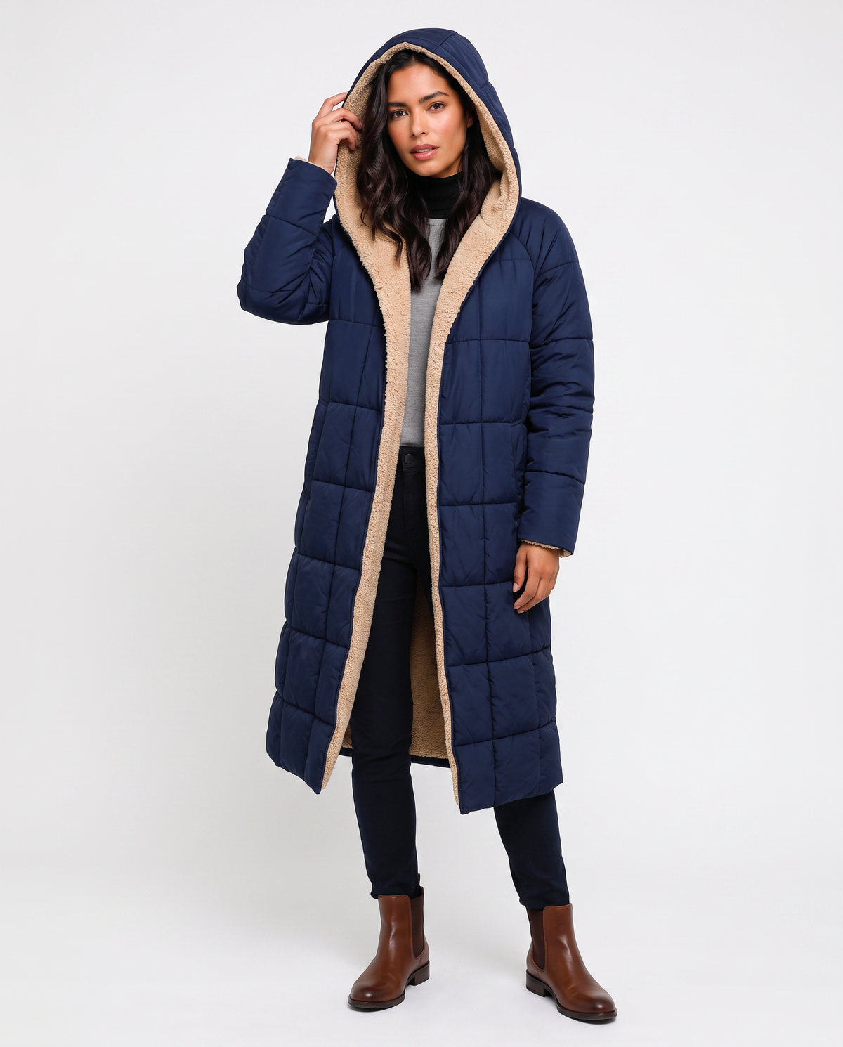 Virelle | Manteau Long Femme Matelassé Doublé Teddy