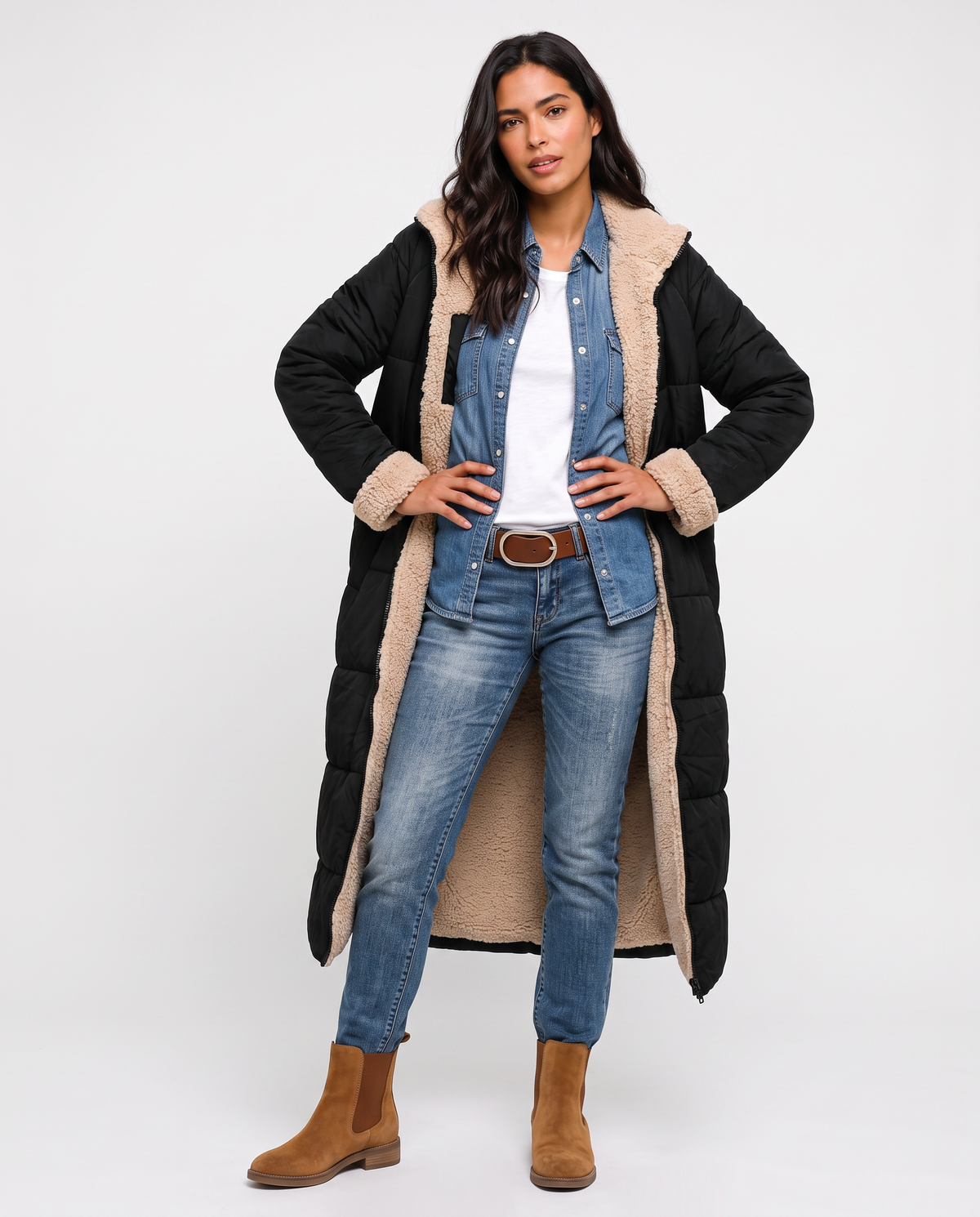 Virelle | Manteau Long Femme Matelassé Doublé Teddy
