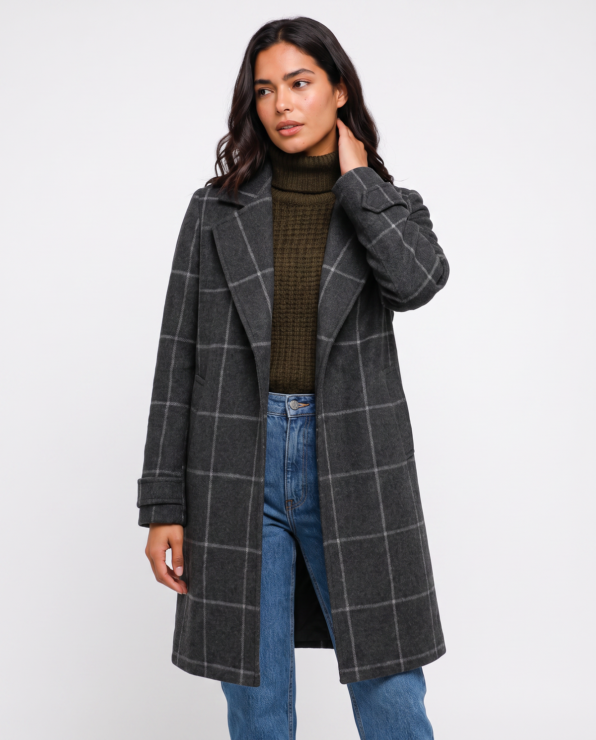 Virelle | Manteau Long À Carreaux Femme