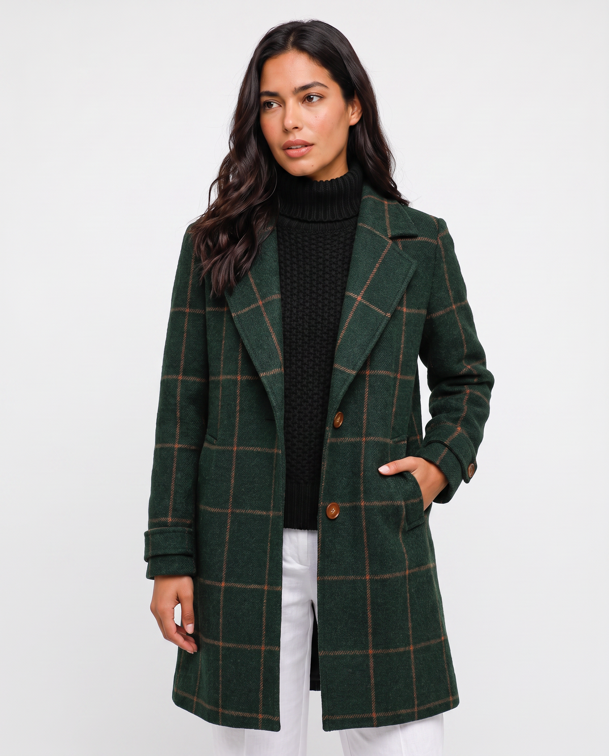 Virelle | Manteau Long À Carreaux Femme