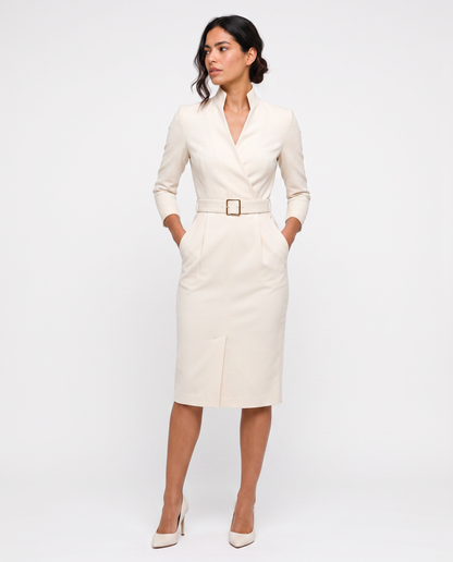 Virelle | Robe Midi Crayon Femme avec Ceinture