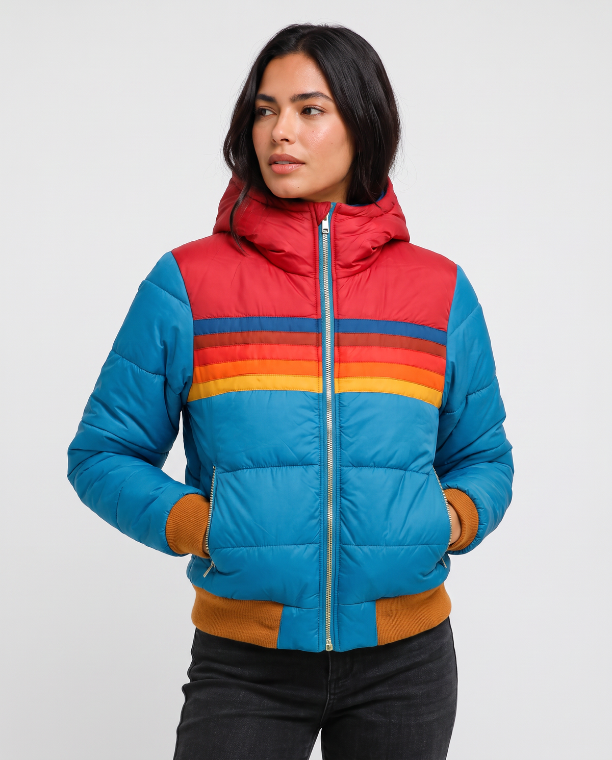 Virelle | Veste Femme Rétro Multicolore à Capuche