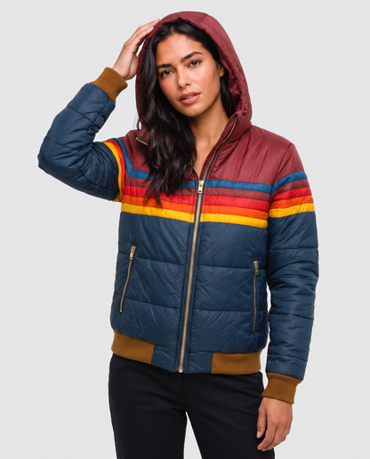 Virelle | Veste Femme Rétro Multicolore à Capuche
