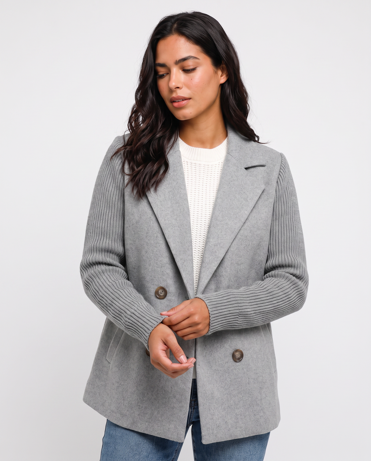Virelle | Blazer Maille à Manches Côtelées Femme