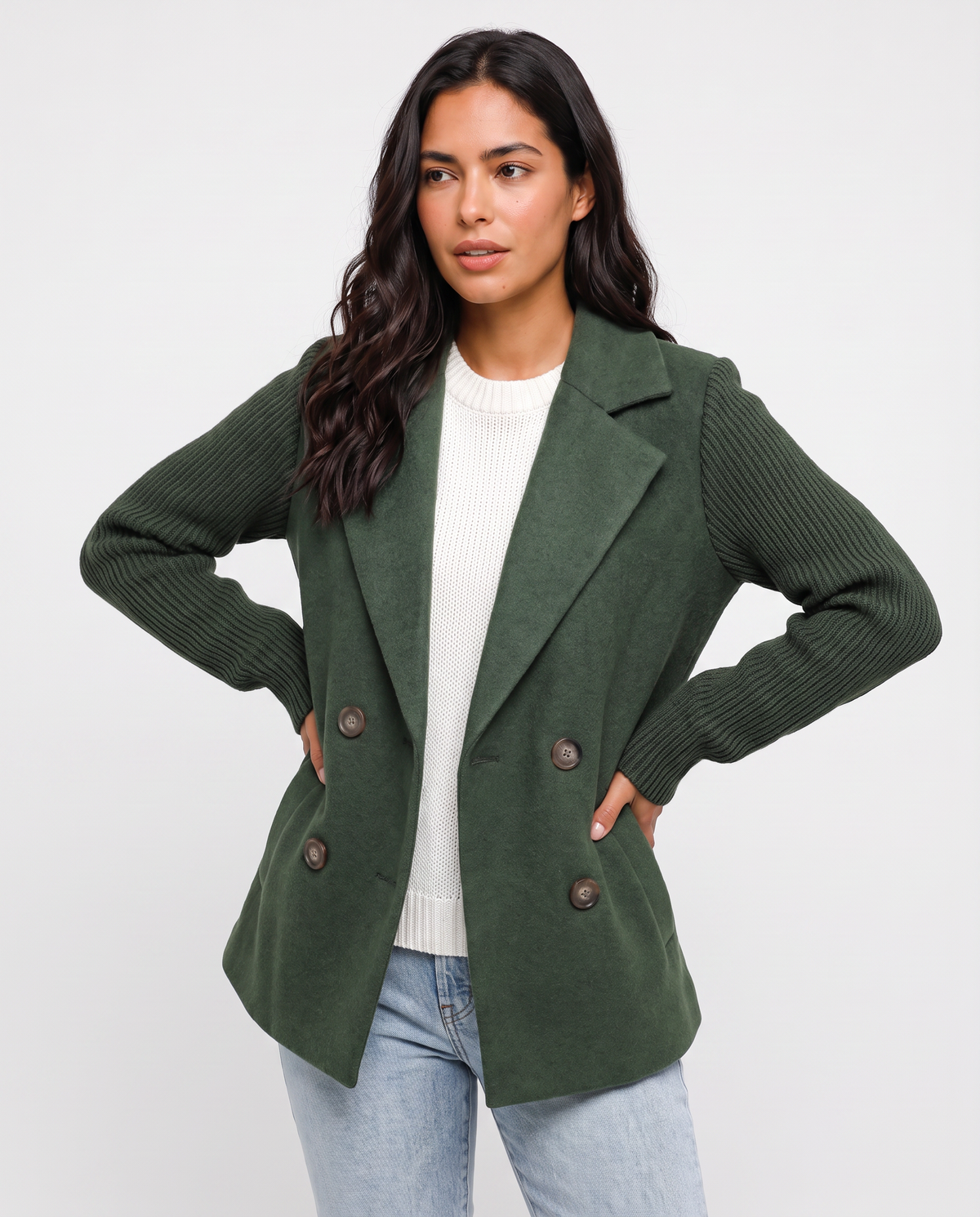 Virelle | Blazer Maille à Manches Côtelées Femme