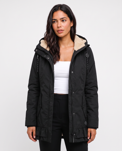 Virelle | Manteau Femme à Volants avec Capuche