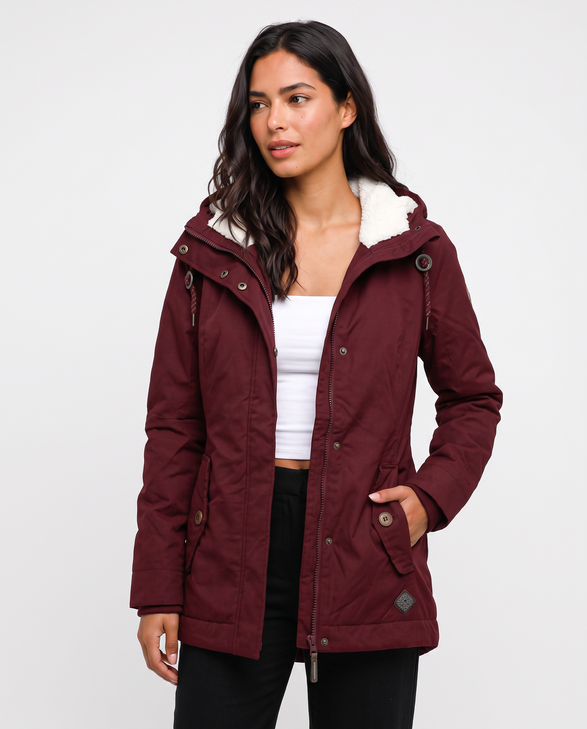 Virelle | Manteau Femme à Volants avec Capuche