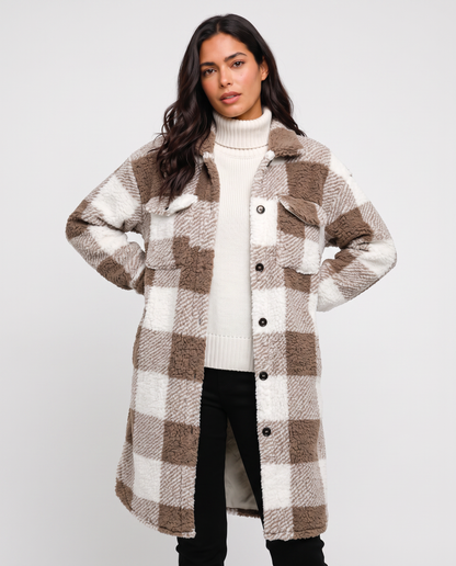 Virelle | Manteau Teddy Femme à Carreaux